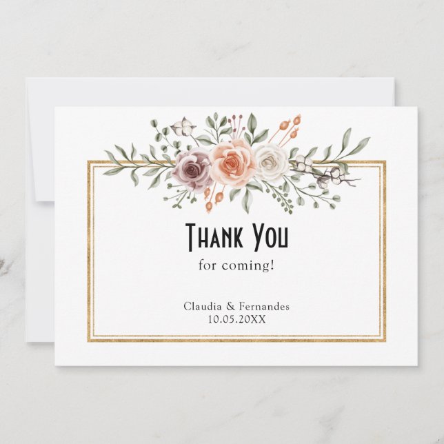Carte De Remerciements Jardin d'été Aquarelle Mariage floral (Devant)