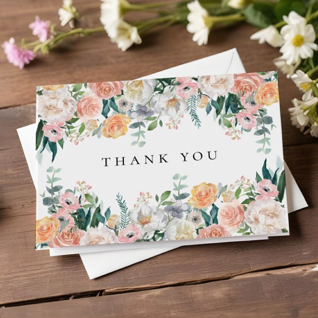 Carte De Remerciements Jardin élégant Flore verdure 90e fête d'anniversai (Créateur téléchargé)