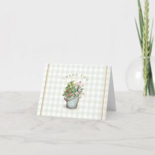 Carte De Remerciements Jardin En vichy Sage Or Floral Fleurs