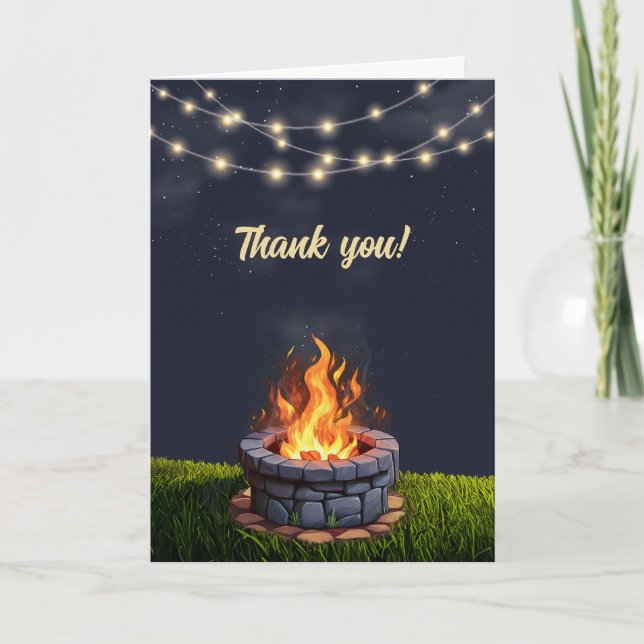 Carte De Remerciements Jardin Fire Pit Bonfire Cookout, Anniversaire BBQ (Devant)