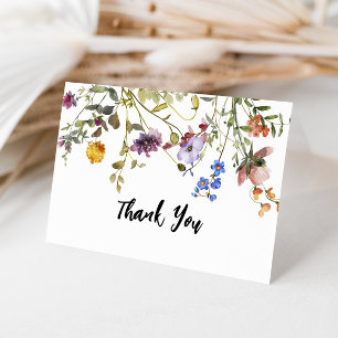 Carte De Remerciements Jardin Fleur sauvage moderne Fête des mariées verd