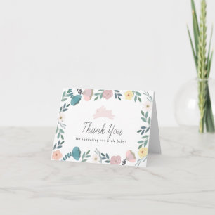 Carte De Remerciements Jardin Floral Bunny Baby shower blanc