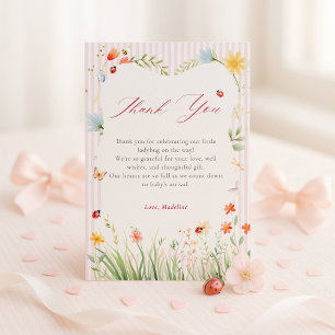 Carte De Remerciements Jardin Floral de Coccinelle pour Baby Shower de Pr