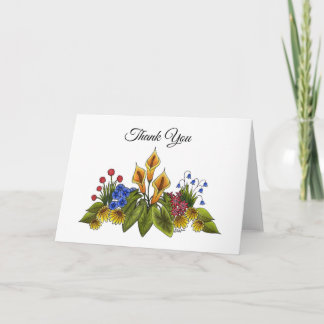 Carte De Remerciements Jardin Floral de Lis Callas Jaunes Scène Doodle