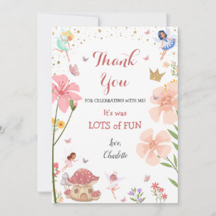 Carte De Remerciements Jardin magique enchanté Forêt de fées Anniversaire