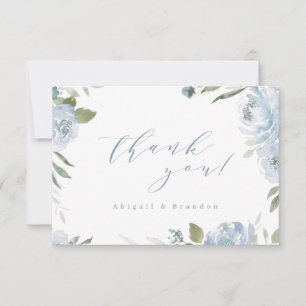 Carte De Remerciements Jardin romantique mariage floral bleu poussiéreux 