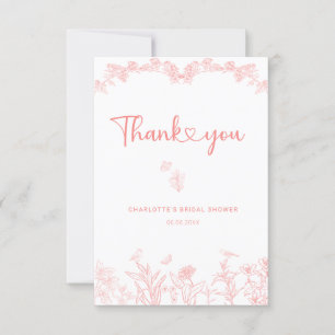 Carte De Remerciements Jardin Rose Pêche Mariage Chinois Shower Nuptial