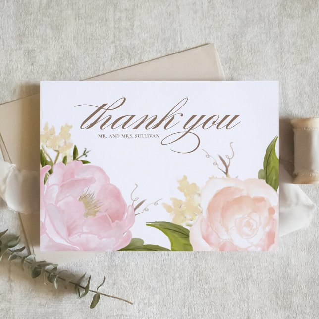 Carte De Remerciements Jardin rose vierge romantique Rose Mariage botaniq (Créateur téléchargé)
