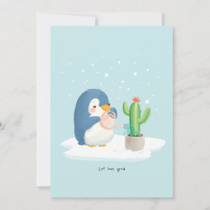 Carte De Remerciements Jardinier Manchot d'Hiver Laissez l'Amour Grandir