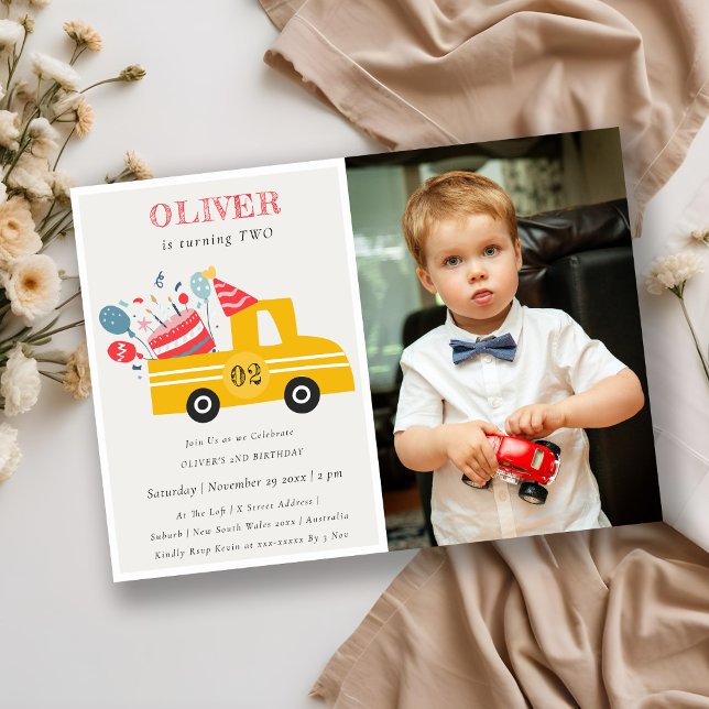 Carte De Remerciements Jaune à tout âge Anniversaire Camion de gâteau Pho (Créateur téléchargé)