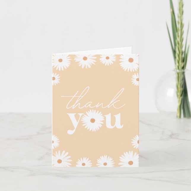 Carte De Remerciements Jaune Boho Daisy Floral Girl Baby shower (Devant)