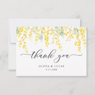 Carte De Remerciements Jaune Dainty Fleurs sauvages Mimosa Mariage rustiq