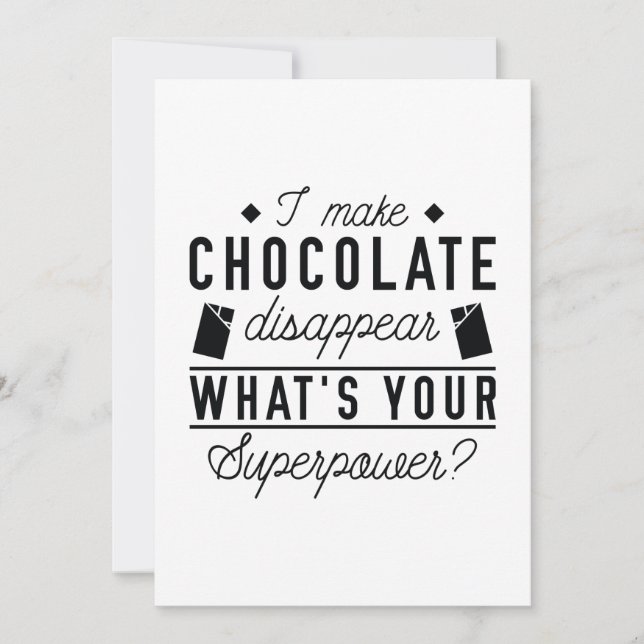 Carte De Remerciements Je fais disparaître le chocolat (Devant)