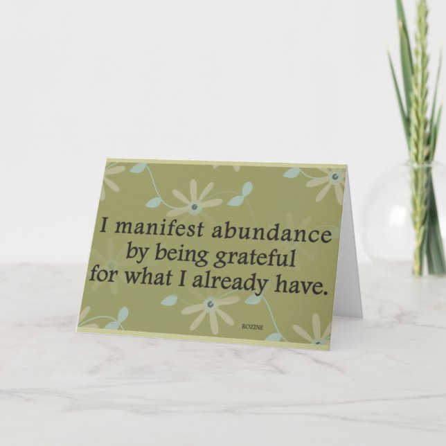 Carte De Remerciements Je manifeste l'abondance en étant affirmation (Devant)