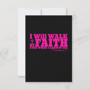 Carte De Remerciements Je Marcherai Par La Foi Christian Pink Bible Verse