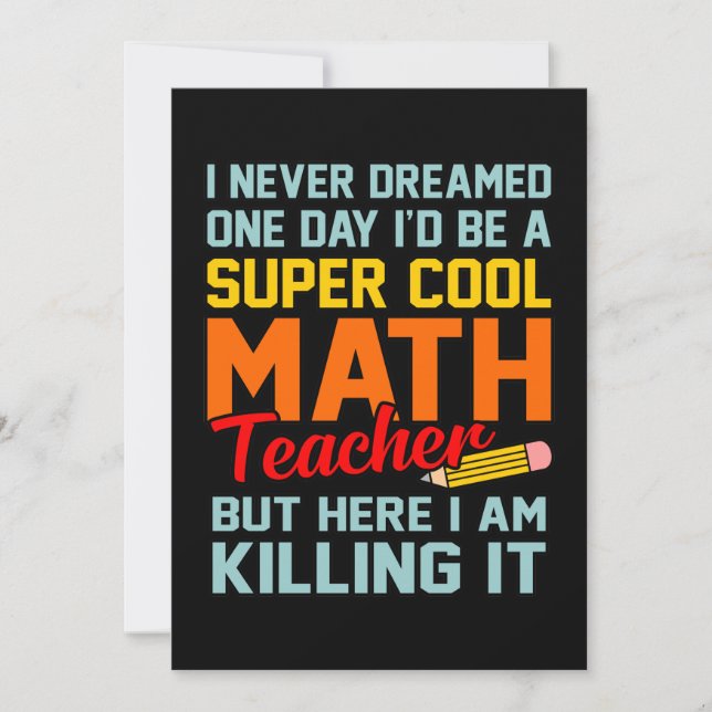 Carte De Remerciements Je Suis Enseignant Mathématiques Mathématiques Mat (Devant)