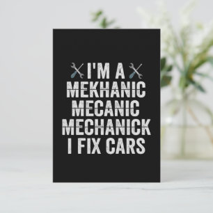 Carte De Remerciements Je suis un mécanicien Mekanic Je répare des voitur
