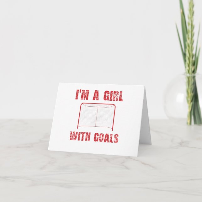 Carte De Remerciements Je suis une fille avec des buts Hockey (Devant)