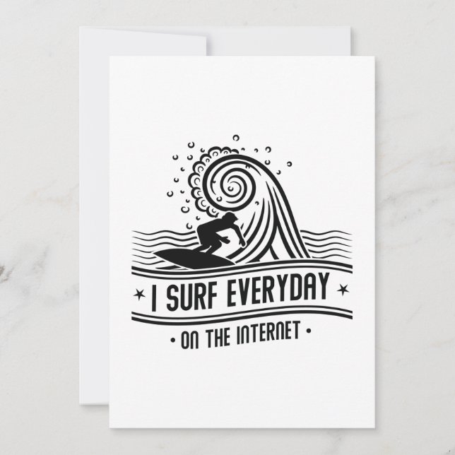Carte De Remerciements Je Surf Tous Les Jours Sur Internet (Devant)