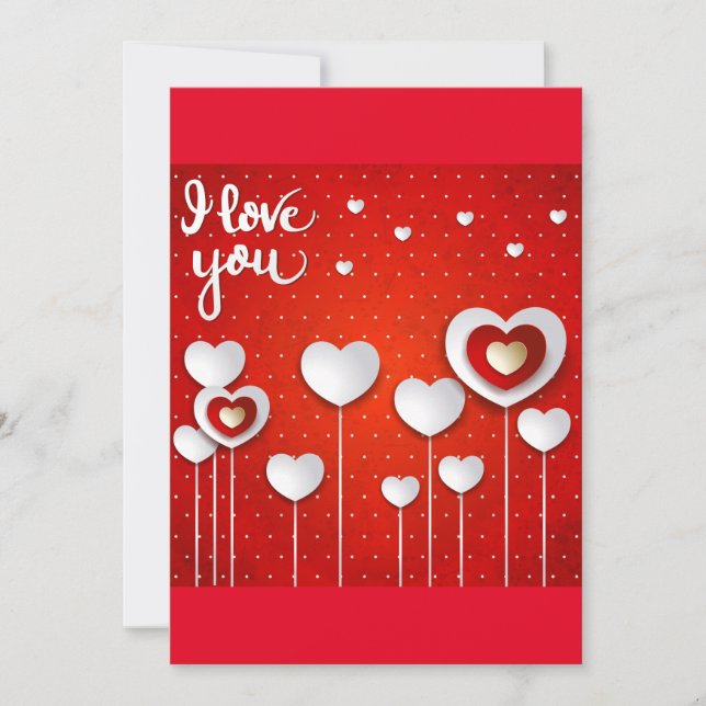 Carte De Remerciements Je t'aime en rouge (Devant)