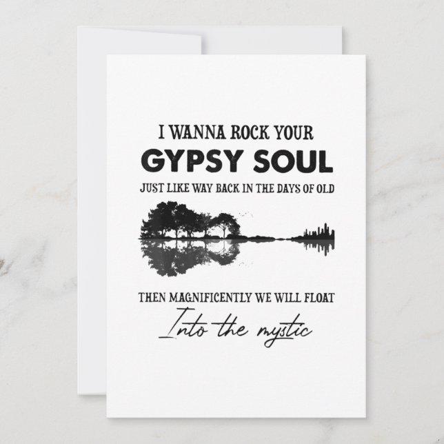 Carte De Remerciements Je Veux Poser Votre Soul Tzigane Hippie Guitare (Devant)