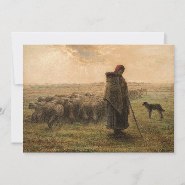 Carte De Remerciements Jean-Francois Millet - Berger et troupeau 1865 (Devant)