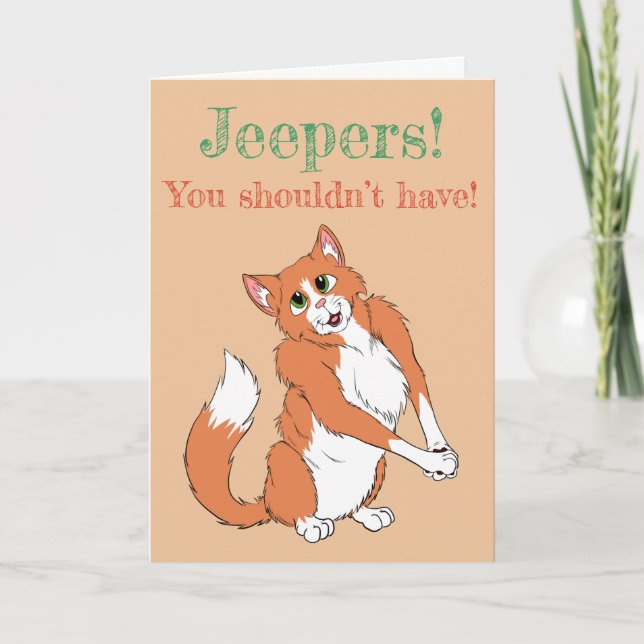 Carte De Remerciements Jeanes ! Fluffy Cat (Devant)