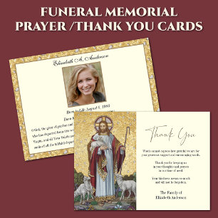 Carte De Remerciements Jésus Bon Berger Funérailles Condolence Sympathie