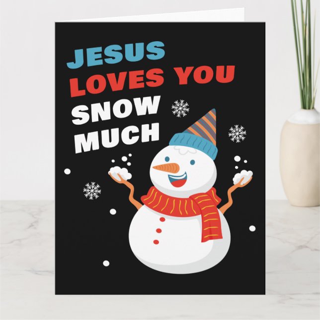 Carte De Remerciements Jésus t'aime Neige Beaucoup Noël chrétien (Devant)