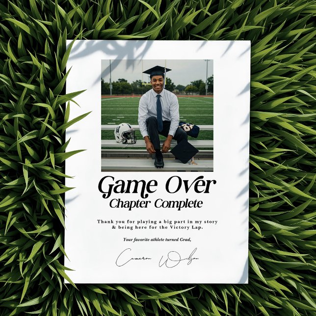 Carte De Remerciements Jeu au-dessus du chapitre Terminer la graduation d (Athlete Graduation Thank You Card)