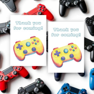 Carte De Remerciements Jeu vidéo aquarelle anniversaire enfants