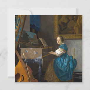 Carte De Remerciements Johannes Vermeer - Lady assise à une virginale