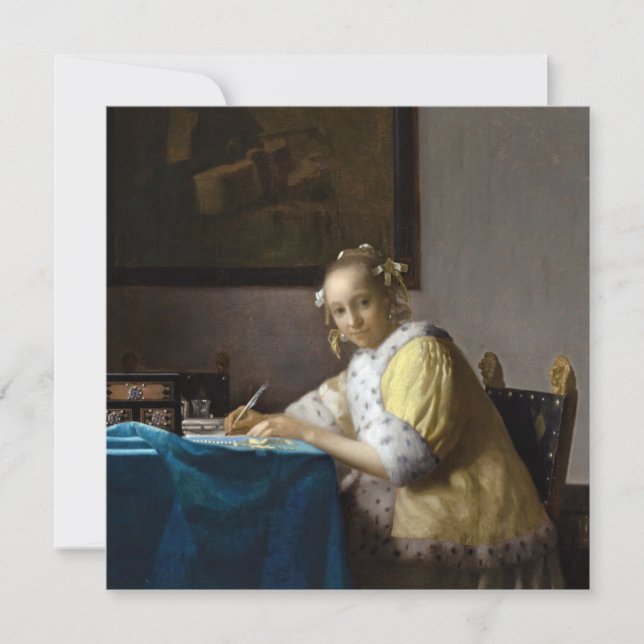 Carte De Remerciements Johannes Vermeer - Une dame écrit une lettre (Devant)