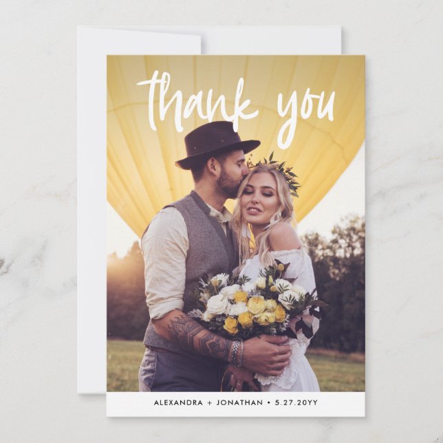 Carte De Remerciements Joie | Photo mariage (Devant)