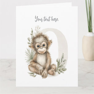Carte De Remerciements Joli alphabet d'animaux bébés à l'aquarelle Orangu