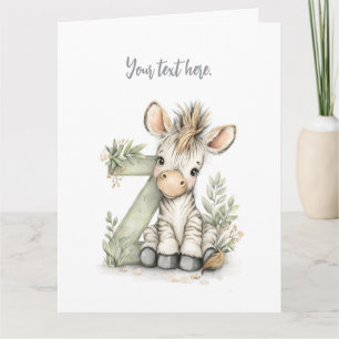 Carte De Remerciements Joli alphabet en aquarelle bébé animal Zèbre