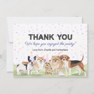Carte De Remerciements Joli animal de compagnie personnalisé Pawty Blue D