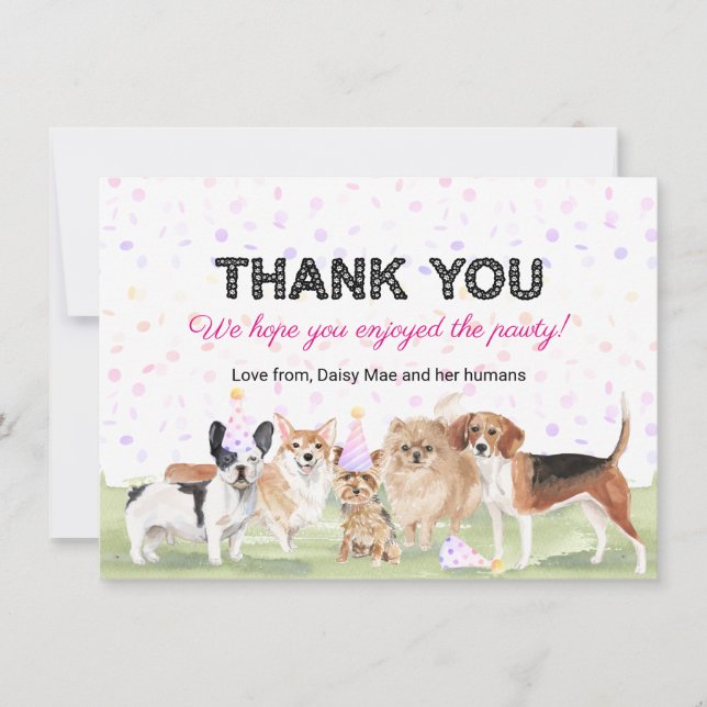 Carte De Remerciements Joli animal de compagnie personnalisé Pawty Rose C (Devant)