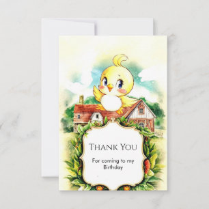 Carte De Remerciements Joli Anniversaire de Poulet Enchanté