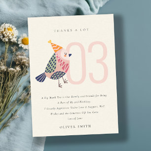 Carte De Remerciements Joli Anniversaire Rose Gazeuse Bohème pour Tout Âg