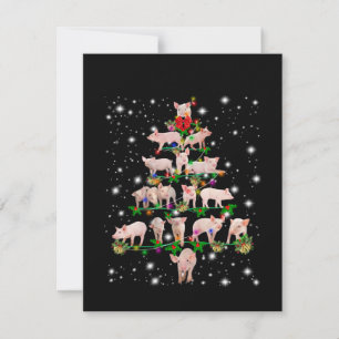 Carte De Remerciements Joli Arbre De Noël De Cochon Couvert De Flamme De 