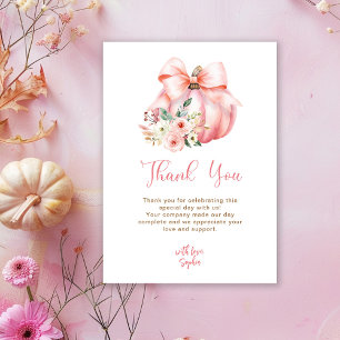 Carte De Remerciements Joli Baby shower Citrouille rose