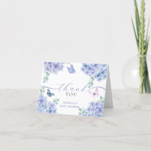 Carte De Remerciements Joli Baby shower de jardin fleuri Hydrangea