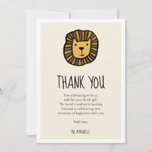 Carte De Remerciements Joli Baby shower de lions de jungle