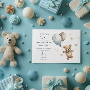 Carte De Remerciements Joli Baby shower Garçon Teddy Bear