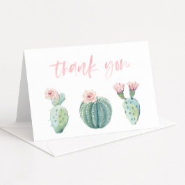 Carte De Remerciements Joli Baby shower Pastel Rose Cactus Plier