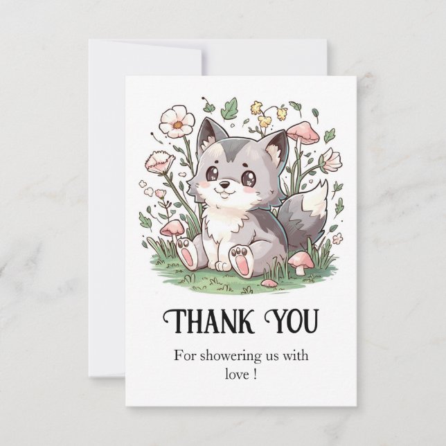 Carte De Remerciements Joli Baby shower Wolf (Devant)