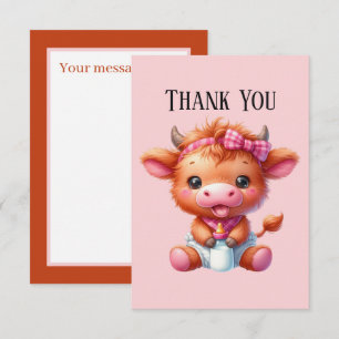 Carte De Remerciements Joli bébé ajouter le message fille Highland vache