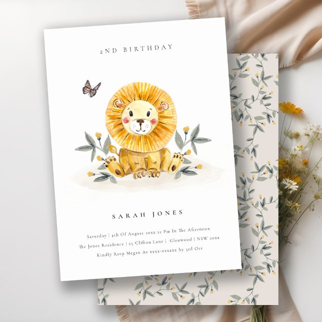 Carte De Remerciements Joli bébé Lion Foliage N'importe quel âge Annivers (Créateur téléchargé)