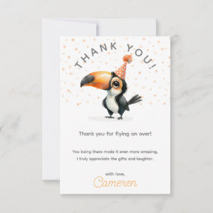 Carte De Remerciements Joli bébé toucan, vole jusqu'ici, anniversaire d'e